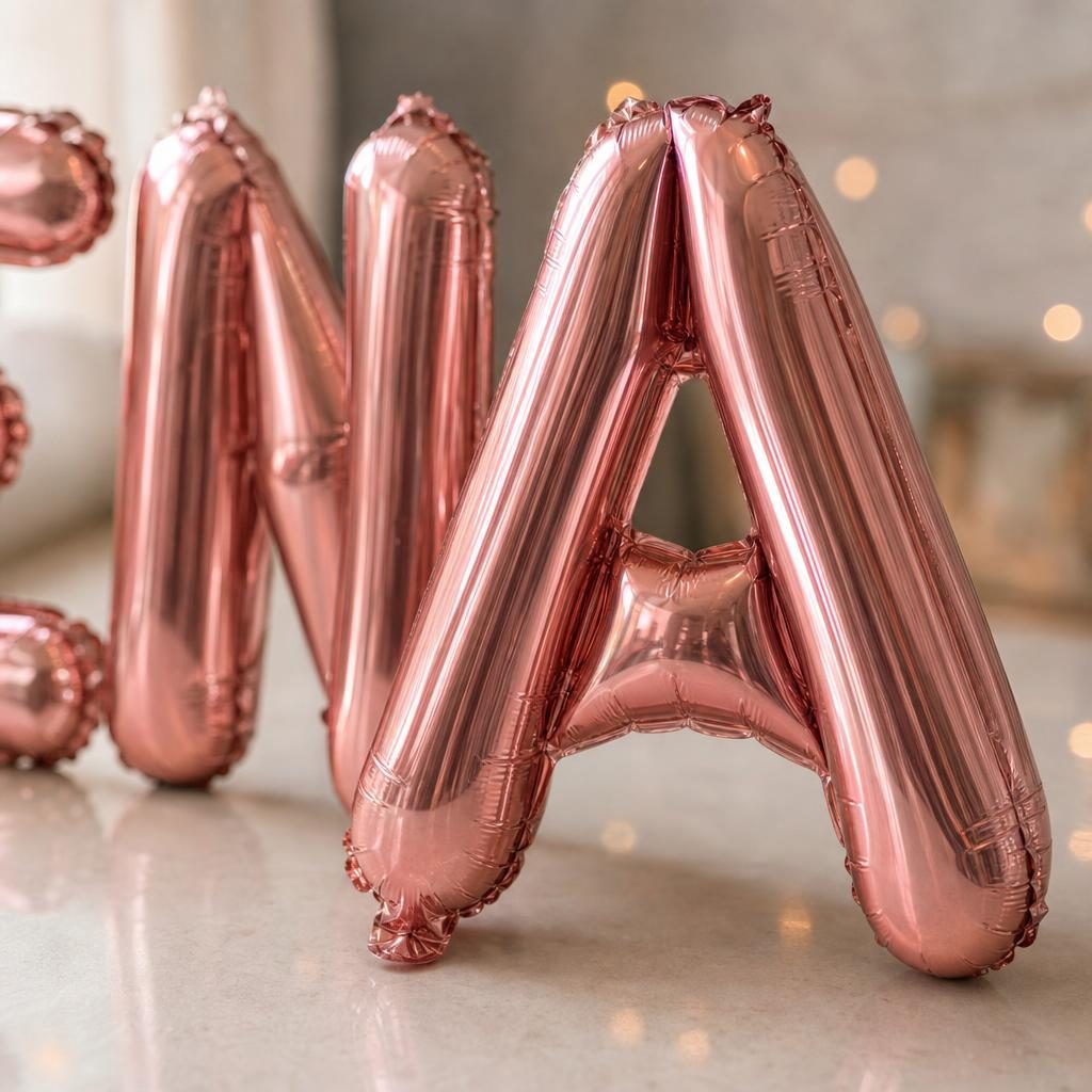 Baloane Folie Metalizate, , Set ELENA, Heliu sau Aer, Pai inclus, 40 cm, Rose Gold 3