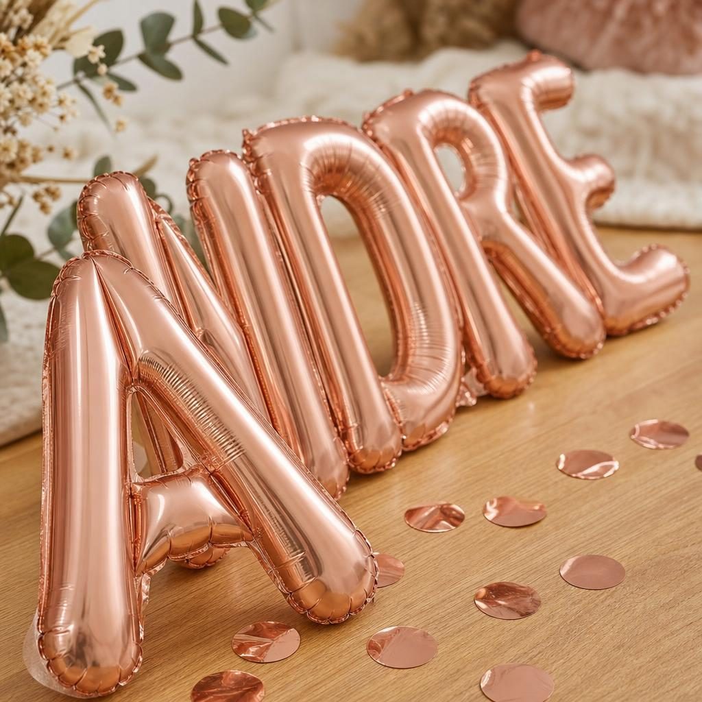 Baloane Folie Metalizate, , Set ANDREEA, Heliu sau Aer, Pai inclus, 40 cm, Rose Gold 3