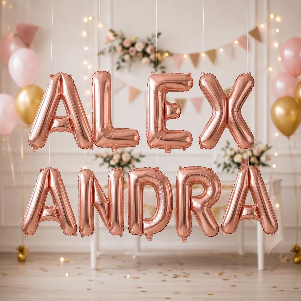 Baloane Folie Metalizate, , Set ALEXANDRA, Heliu sau Aer, Pai inclus, 40 cm, Rose Gold 2