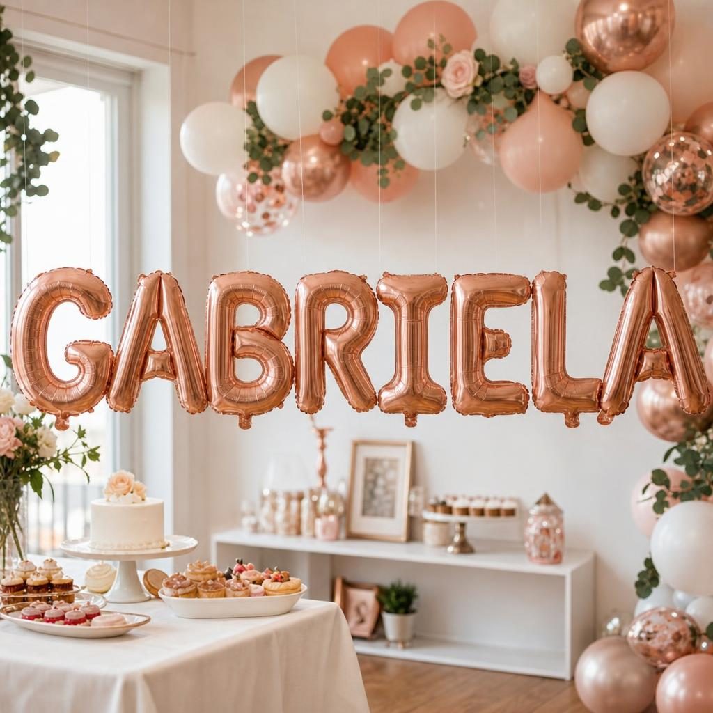 Baloane Folie Metalizate, , Set GABRIELA, Heliu sau Aer, Pai inclus, 40 cm, Rose Gold 2