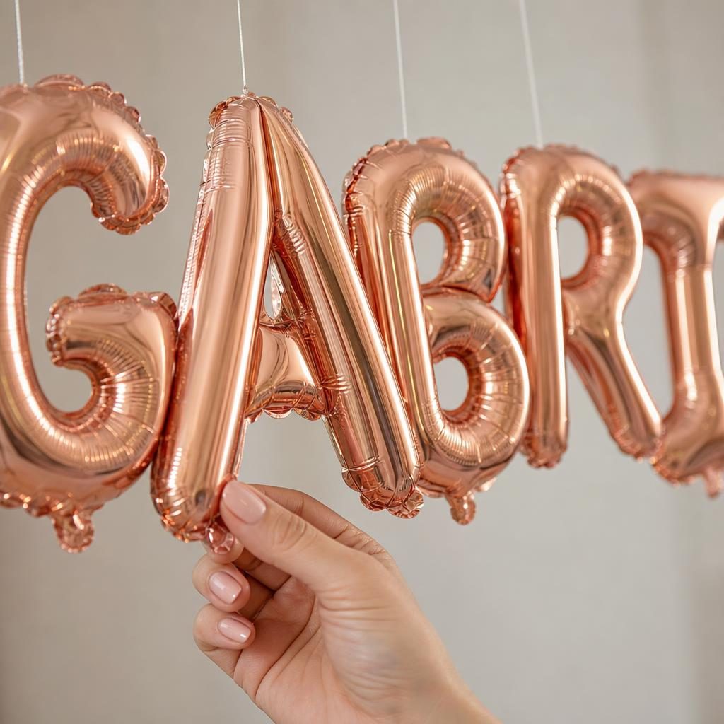 Baloane Folie Metalizate, , Set GABRIELA, Heliu sau Aer, Pai inclus, 40 cm, Rose Gold 3