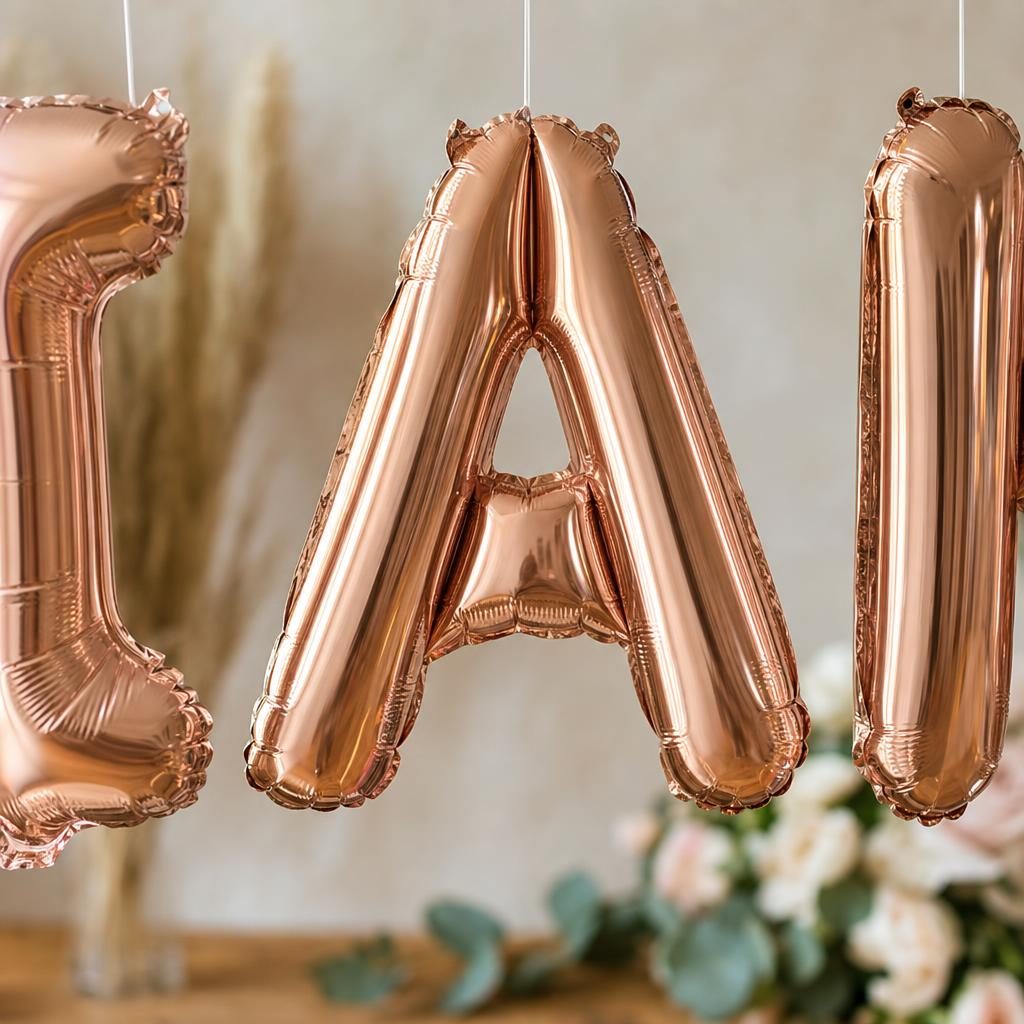 Baloane Folie Metalizate, , Set DIANA, Heliu sau Aer, Pai inclus, 40 cm, Rose Gold 3