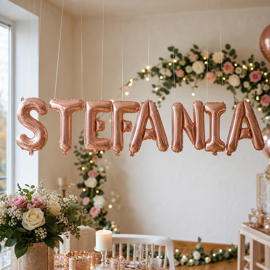 Baloane Folie Metalizate, , Set STEFANIA, Heliu sau Aer, Pai inclus, 40 cm, Rose Gold 2