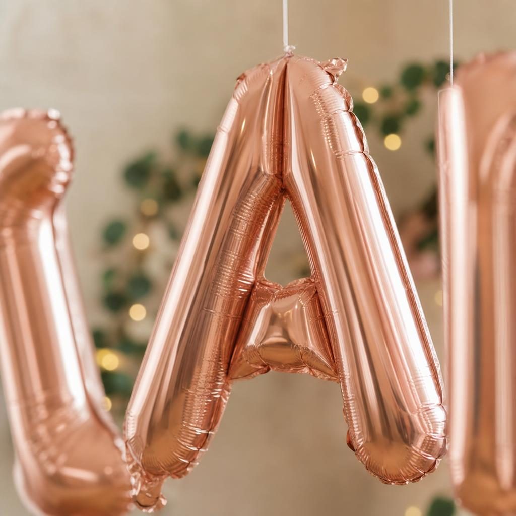 Baloane Folie Metalizate, , Set STEFANIA, Heliu sau Aer, Pai inclus, 40 cm, Rose Gold 3