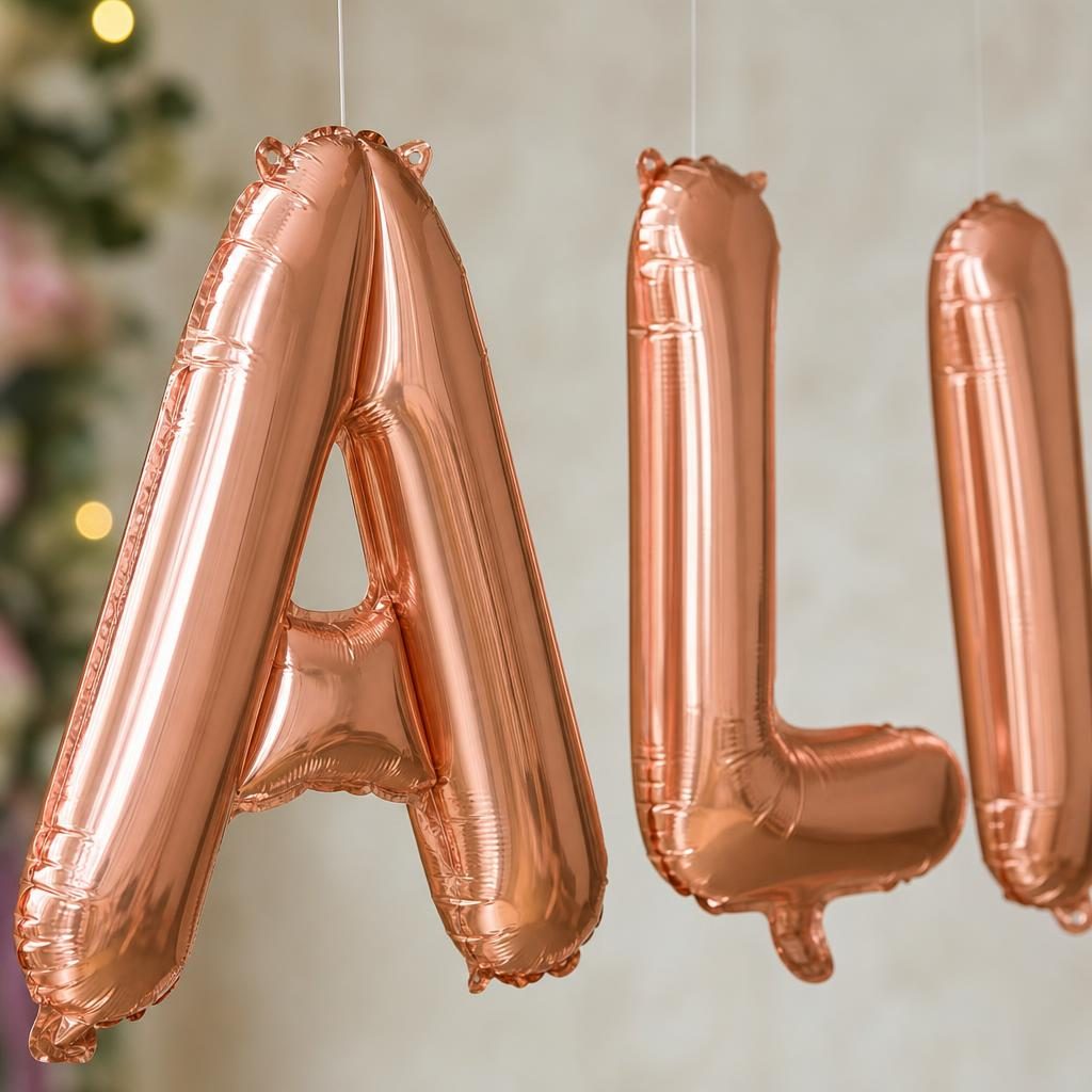 Baloane Folie Metalizate, , Set ALINA, Heliu sau Aer, Pai inclus, 40 cm, Rose Gold 3