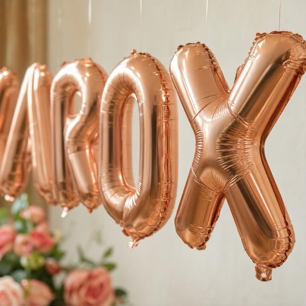 Baloane Folie Metalizate, , Set ROXANA, Heliu sau Aer, Pai inclus, 40 cm, Rose Gold 3
