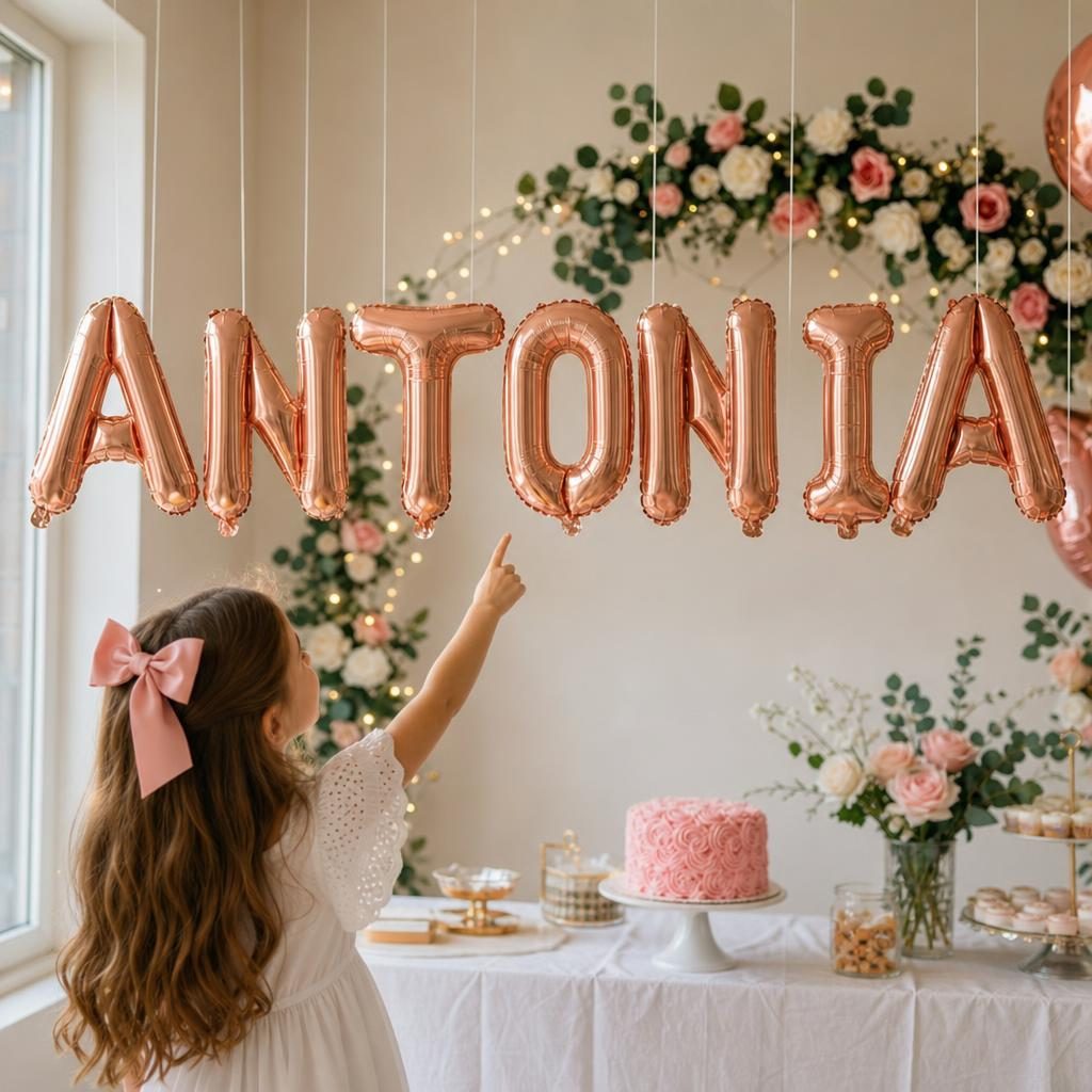Baloane Folie Metalizate, , Set ANTONIA, Heliu sau Aer, Pai inclus, 40 cm, Rose Gold 2