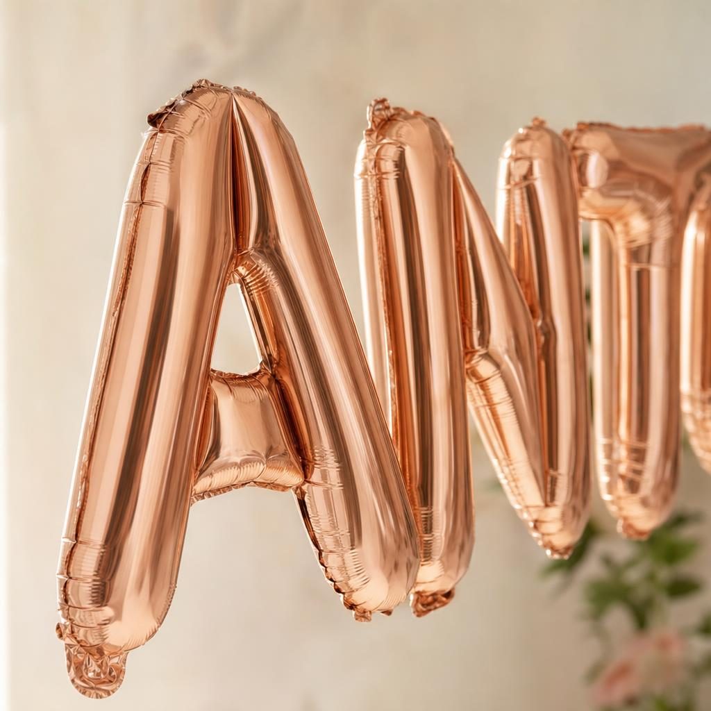 Baloane Folie Metalizate, , Set ANTONIA, Heliu sau Aer, Pai inclus, 40 cm, Rose Gold 3
