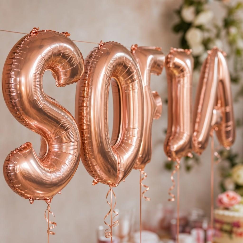 Baloane Folie Metalizate, , Set SOFIA, Heliu sau Aer, Pai inclus, 40 cm, Rose Gold 3