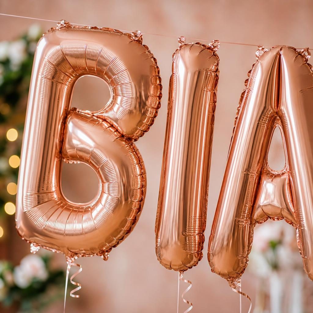 Baloane Folie Metalizate, , Set BIANCA, Heliu sau Aer, Pai inclus, 40 cm, Rose Gold 3