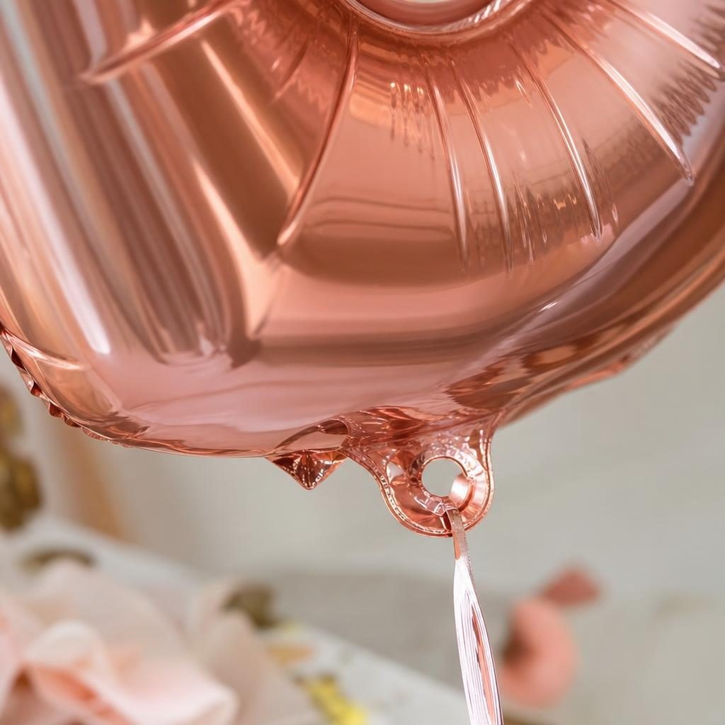 Baloane Folie Metalizate, , Set IULIA, Heliu sau Aer, Pai inclus, 40 cm, Rose Gold 3