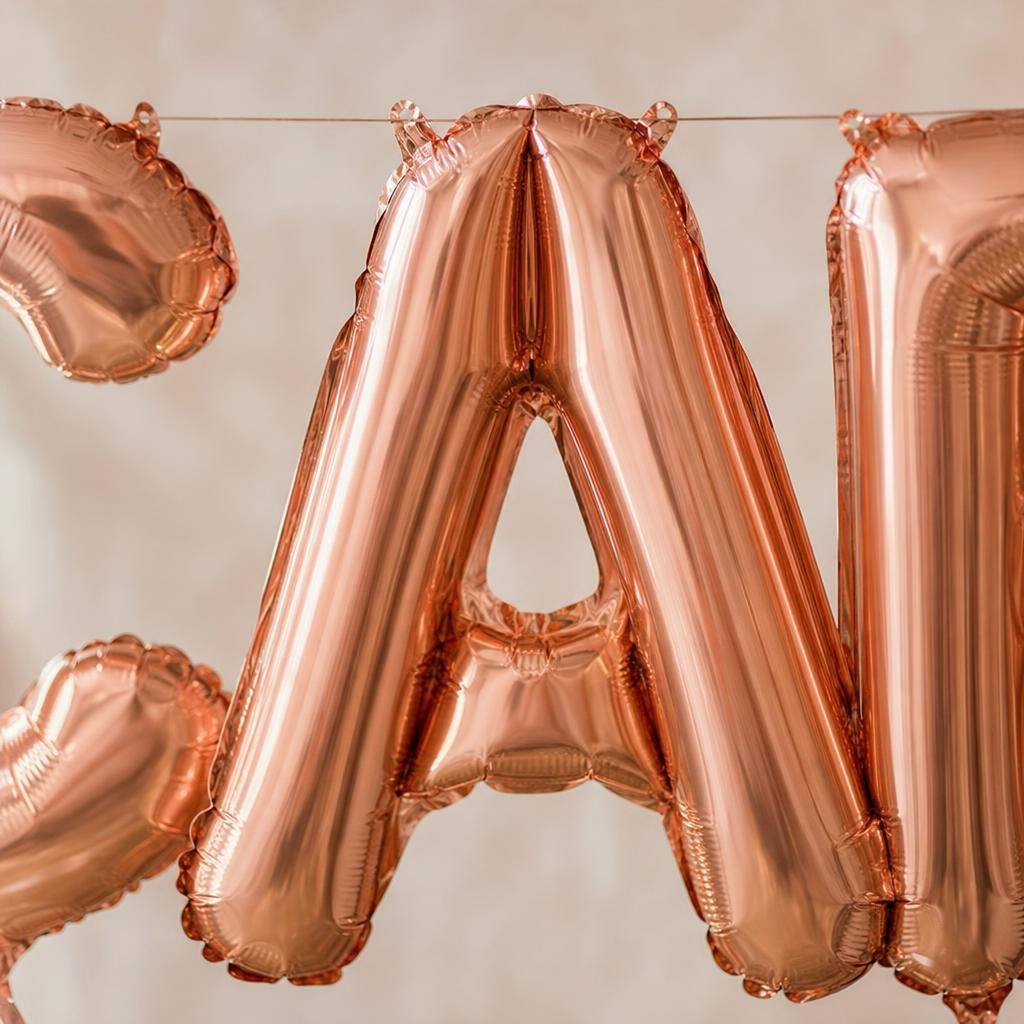 Baloane Folie Metalizate, , Set CARMEN, Heliu sau Aer, Pai inclus, 40 cm, Rose Gold 3