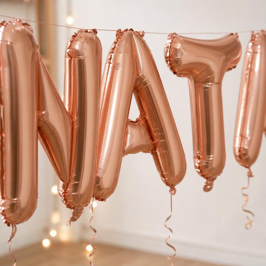 Baloane Folie Metalizate, , Set NATALIA, Heliu sau Aer, Pai inclus, 40 cm, Rose Gold 3