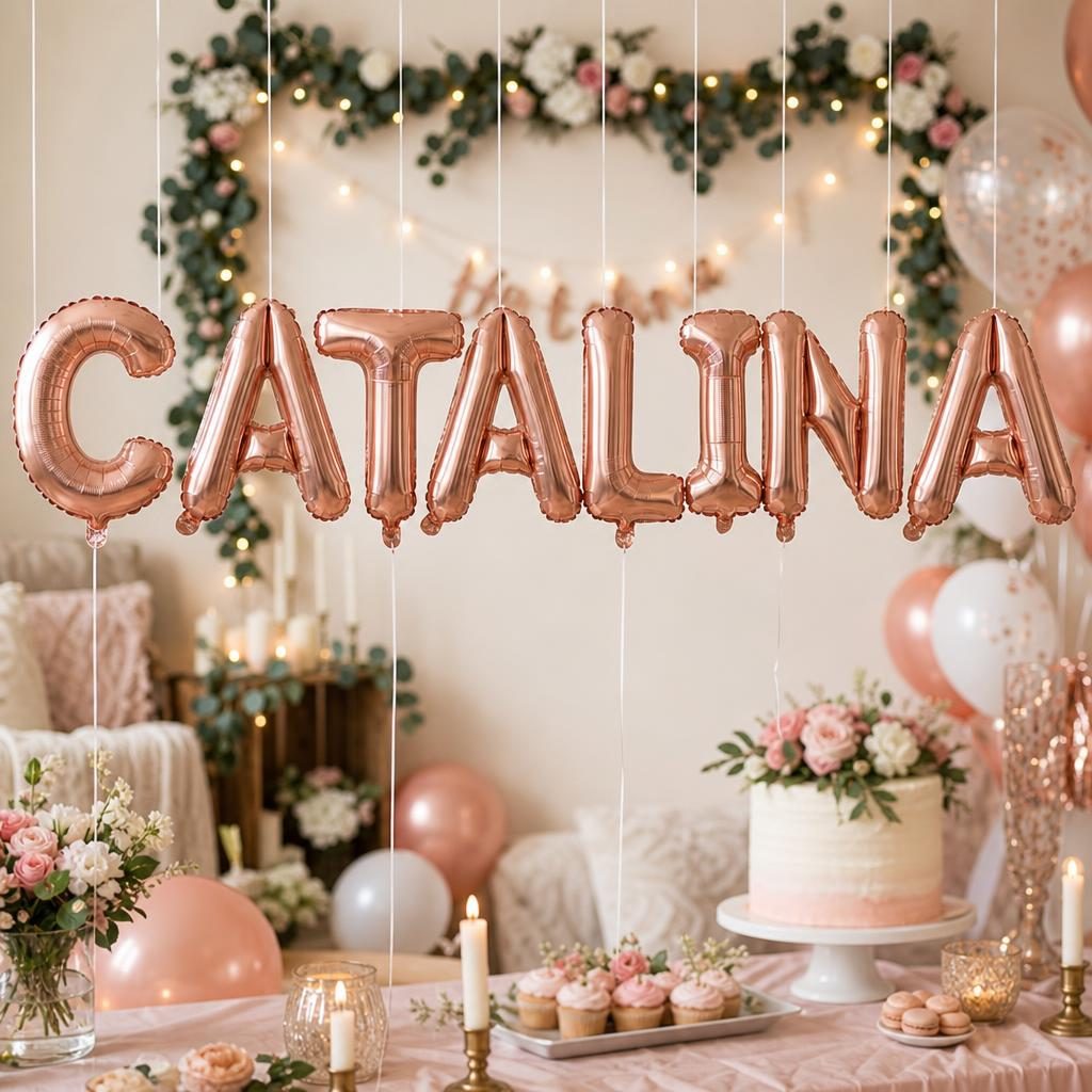 Baloane Folie Metalizate, , Set CATALINA, Heliu sau Aer, Pai inclus, 40 cm, Rose Gold 2