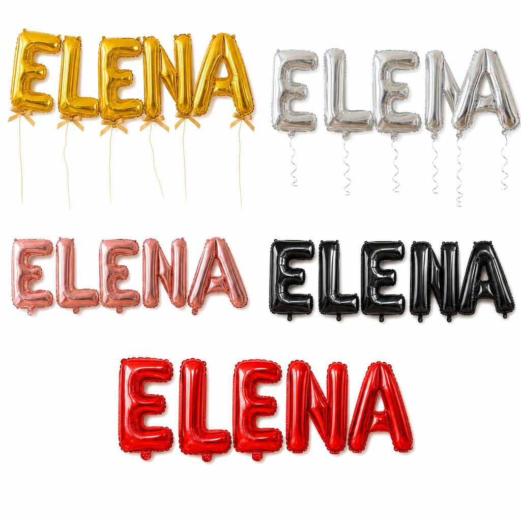Baloane Folie Metalizate, TOPinStock, Set ELENA, Heliu sau Aer, Pai inclus, 40 cm - Imagine