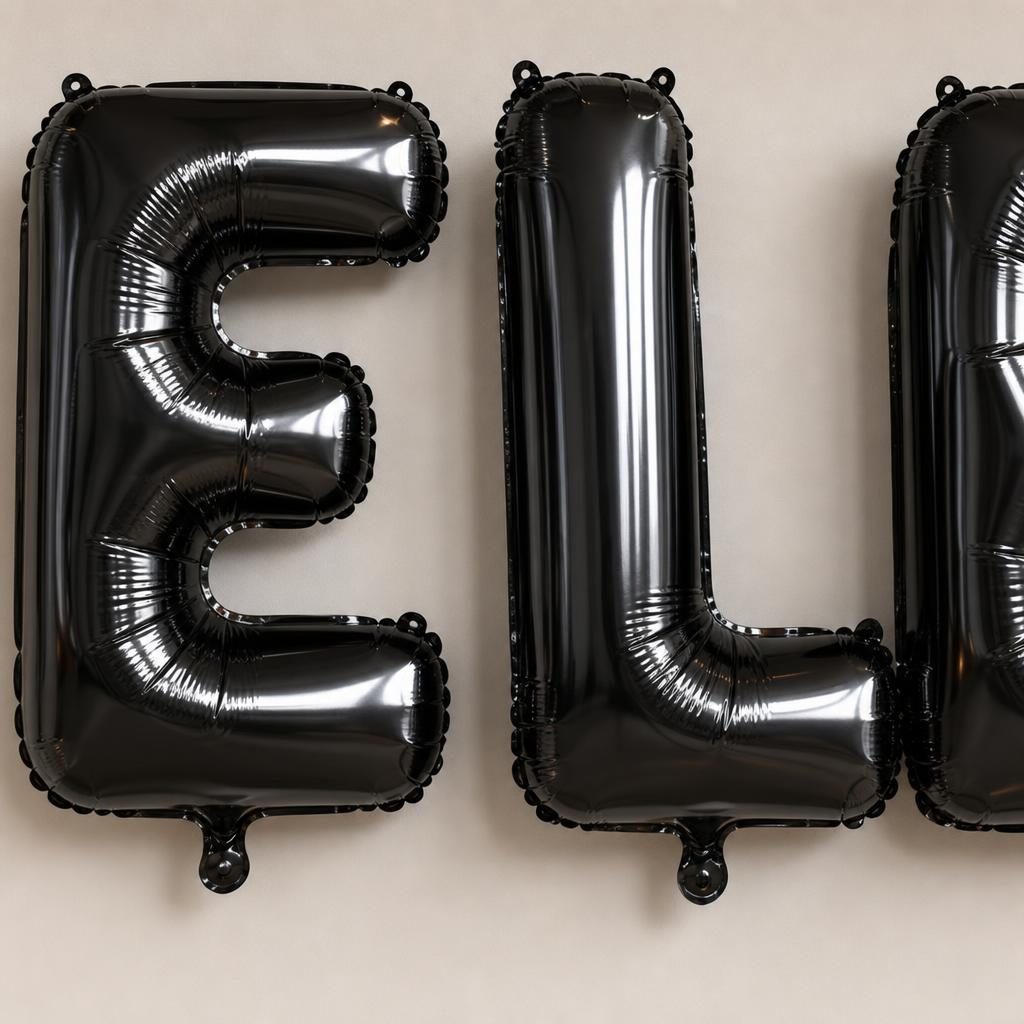 Baloane Folie Metalizate, , Set ELENA, Heliu sau Aer, Pai inclus, 40 cm, Negru 3