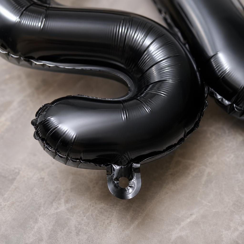 Baloane Folie Metalizate, , Set SOFIA, Heliu sau Aer, Pai inclus, 40 cm, Negru 3
