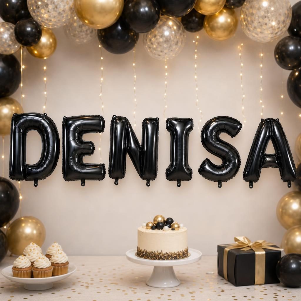 Baloane Folie Metalizate, , Set DENISA, Heliu sau Aer, Pai inclus, 40 cm, Negru 2
