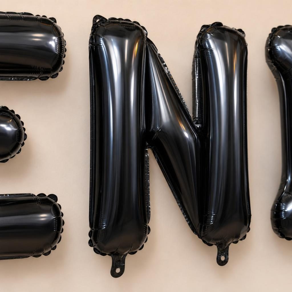 Baloane Folie Metalizate, , Set DENISA, Heliu sau Aer, Pai inclus, 40 cm, Negru 3
