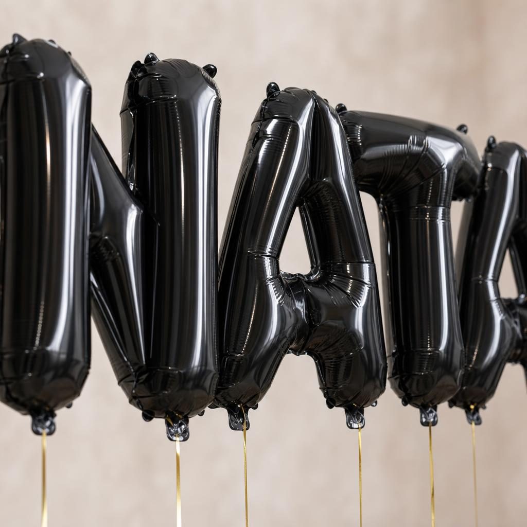 Baloane Folie Metalizate, , Set NATALIA, Heliu sau Aer, Pai inclus, 40 cm, Negru 3