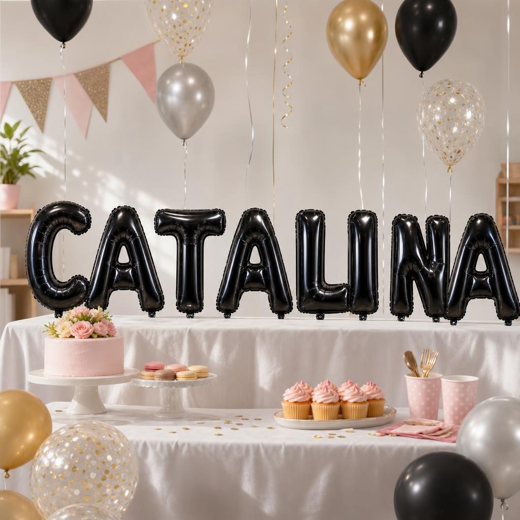 Baloane Folie Metalizate, , Set CATALINA, Heliu sau Aer, Pai inclus, 40 cm, Negru 2