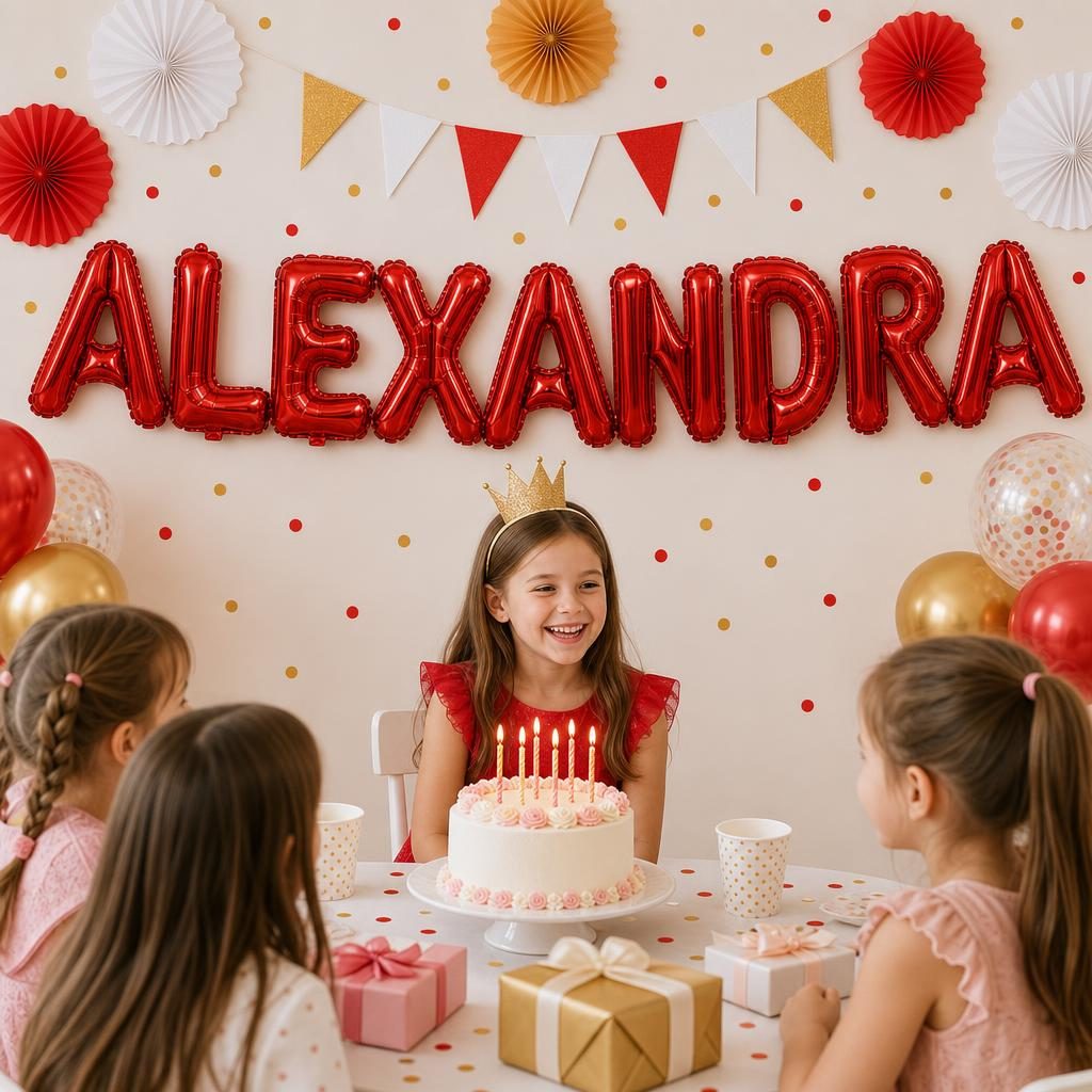 Baloane Folie Metalizate, , Set ALEXANDRA, Heliu sau Aer, Pai inclus, 40 cm, Rosu 2