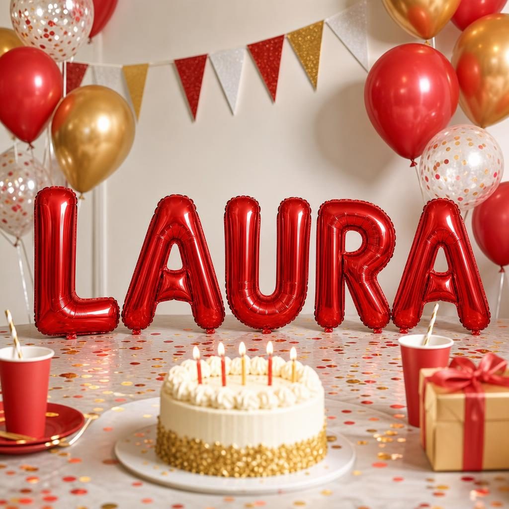Baloane Folie Metalizate, , Set LAURA, Heliu sau Aer, Pai inclus, 40 cm, Rosu 2