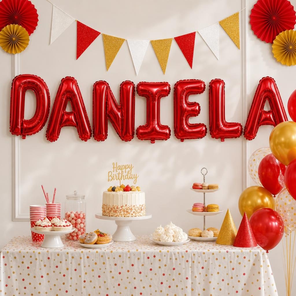 Baloane Folie Metalizate, , Set DANIELA, Heliu sau Aer, Pai inclus, 40 cm, Rosu 2