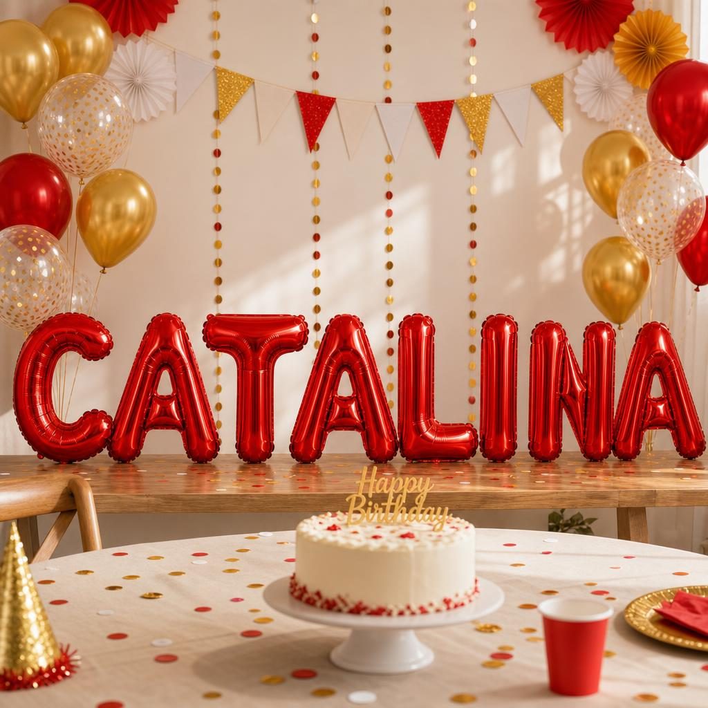 Baloane Folie Metalizate, , Set CATALINA, Heliu sau Aer, Pai inclus, 40 cm, Rosu 2
