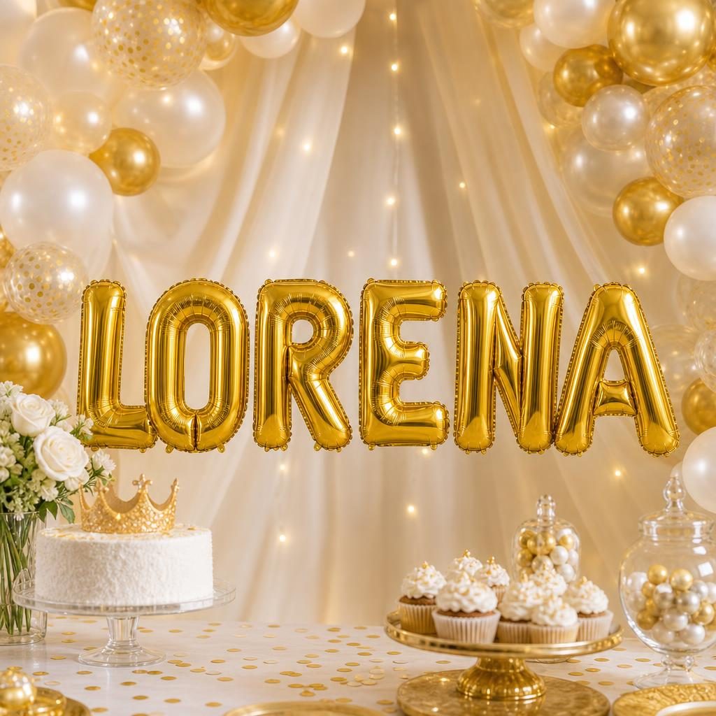 Baloane Folie Metalizate, , Set LORENA, Heliu sau Aer, Pai inclus, 40 cm, Auriu 2