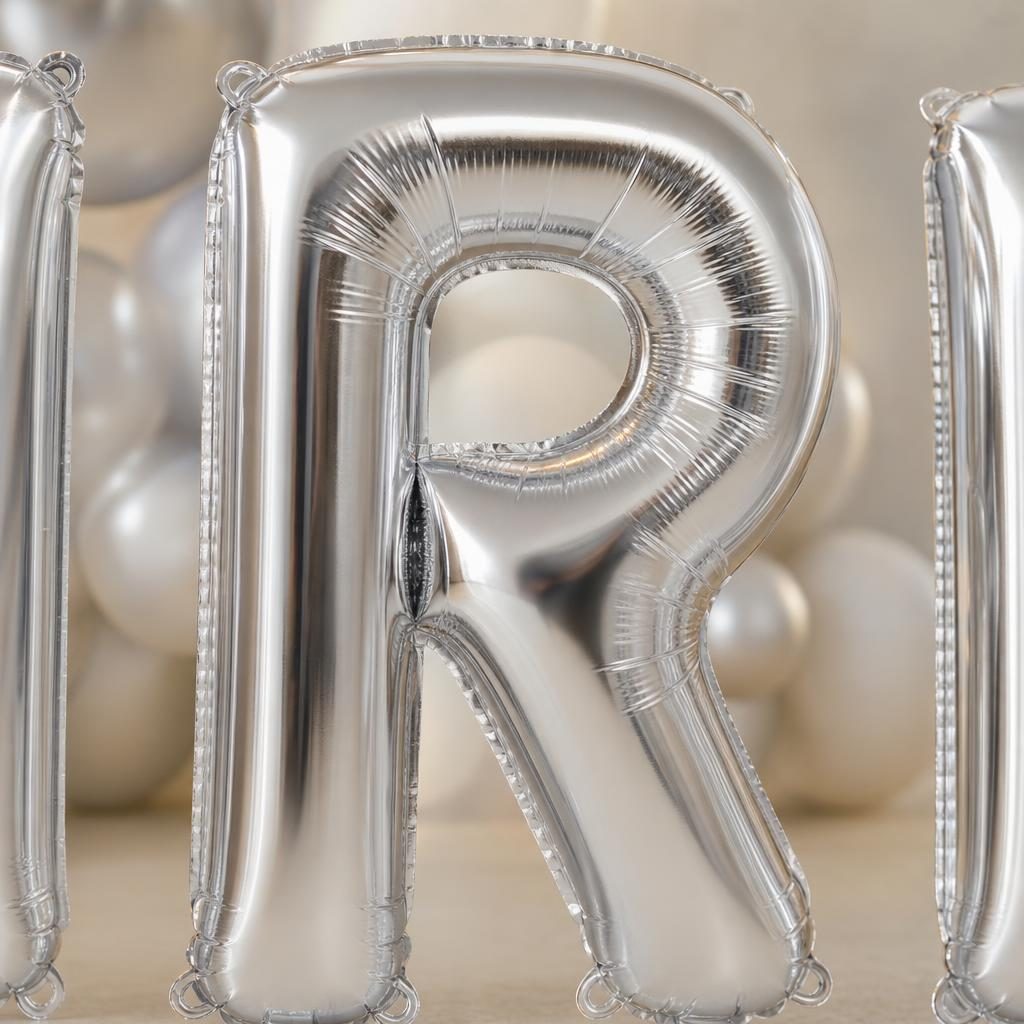 Baloane Folie Metalizate, , Set IRINA, Heliu sau Aer, Pai inclus, 40 cm, Argintiu 3