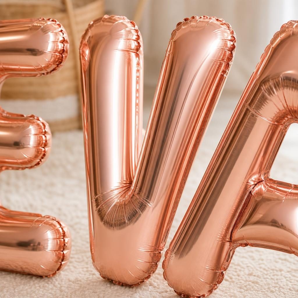 Baloane Folie Metalizate, , Set EVA, Heliu sau Aer, Pai inclus, 40 cm, Rose Gold 3