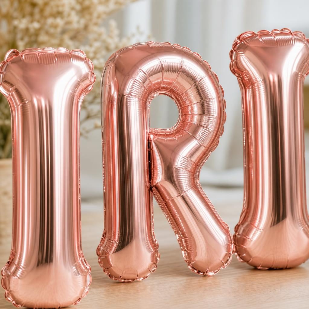 Baloane Folie Metalizate, , Set IRINA, Heliu sau Aer, Pai inclus, 40 cm, Rose Gold 3