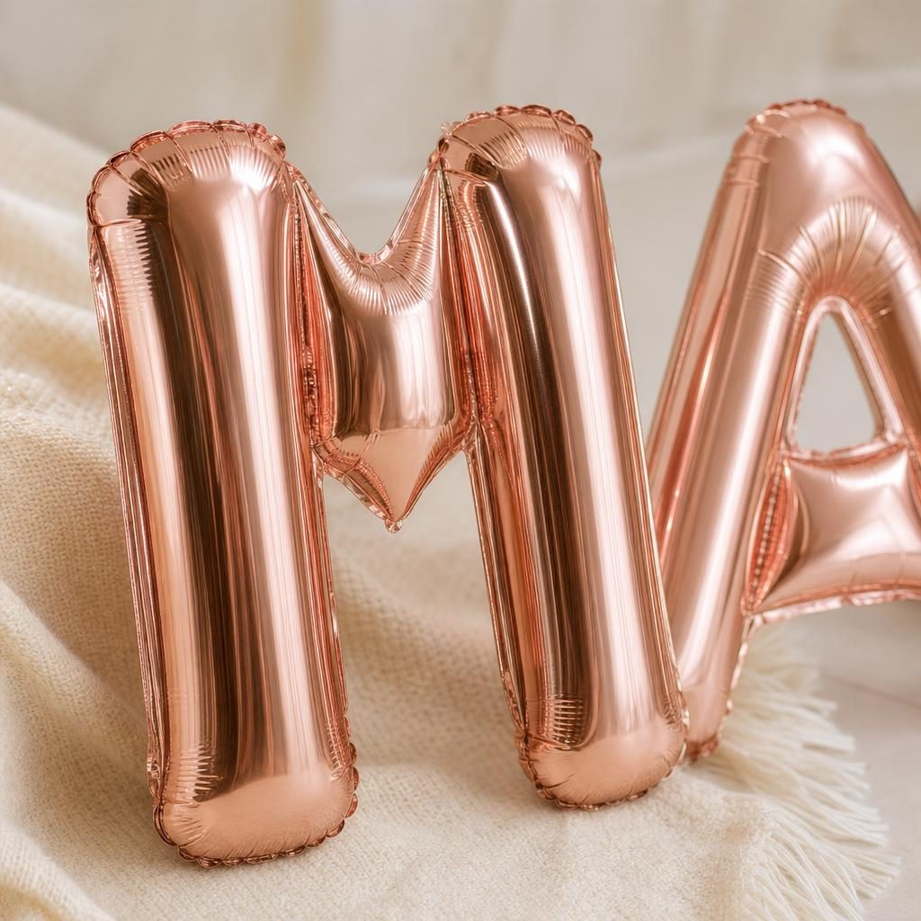 Baloane Folie Metalizate, , Set MAIA, Heliu sau Aer, Pai inclus, 40 cm, Rose Gold 3
