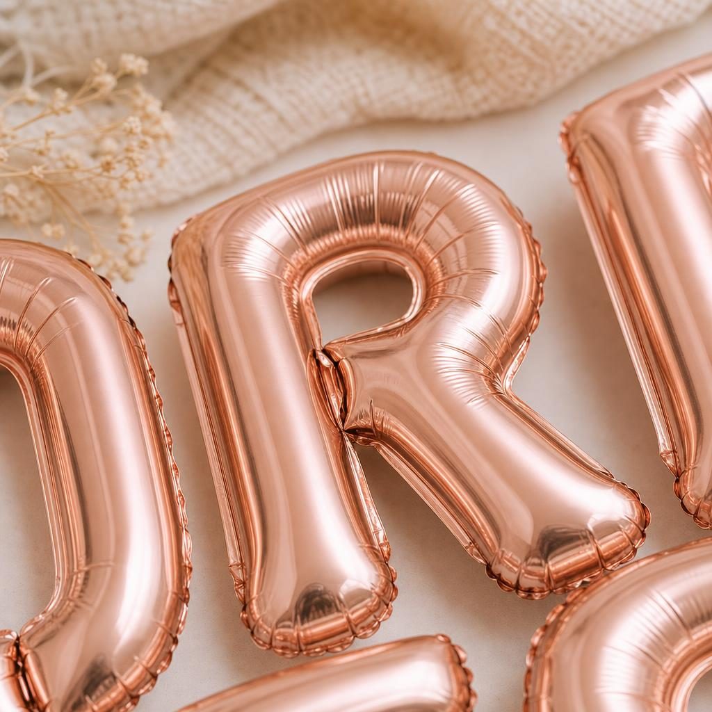Baloane Folie Metalizate, , Set LORENA, Heliu sau Aer, Pai inclus, 40 cm, Rose Gold 3