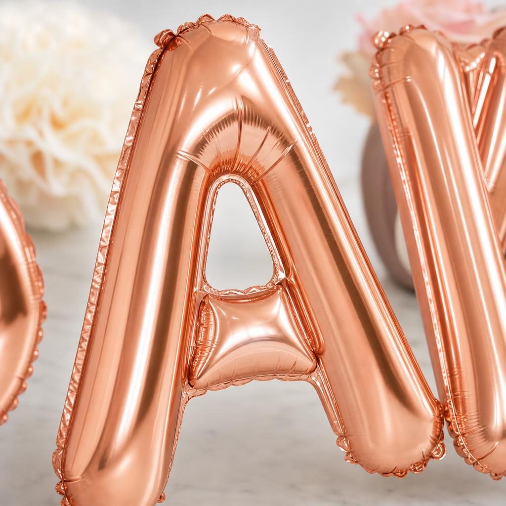 Baloane Folie Metalizate, , Set CAMELIA, Heliu sau Aer, Pai inclus, 40 cm, Rose Gold 3