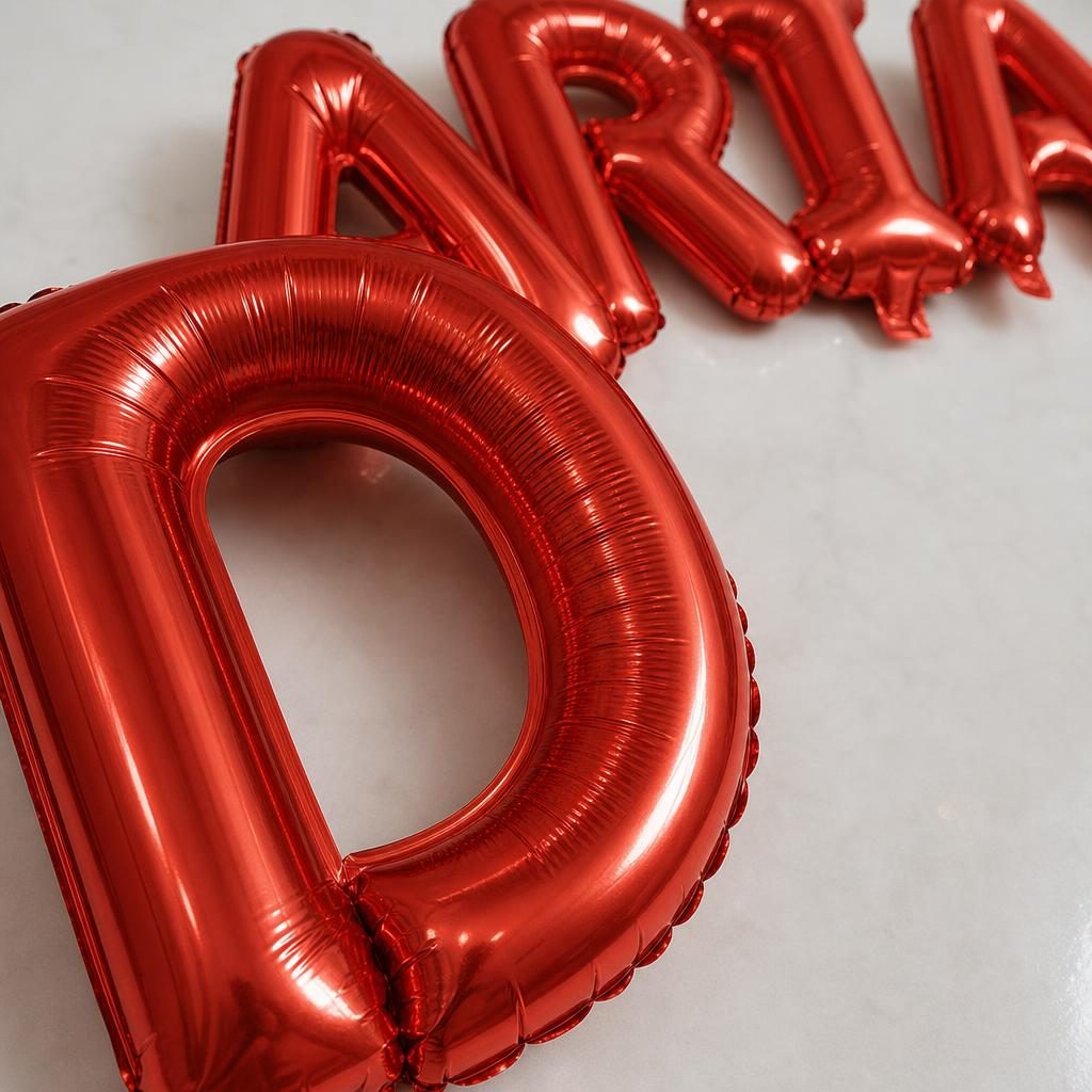 Baloane Folie Metalizate, , Set DARIA, Heliu sau Aer, Pai inclus, 40 cm, Rosu 3