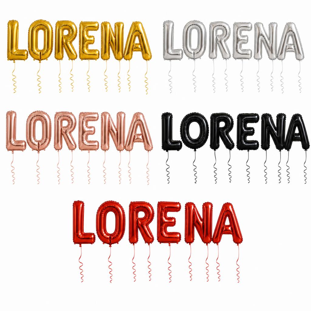 Baloane Folie Metalizate, TOPinStock, Set LORENA, Heliu sau Aer, Pai inclus, 40 cm - Imagine