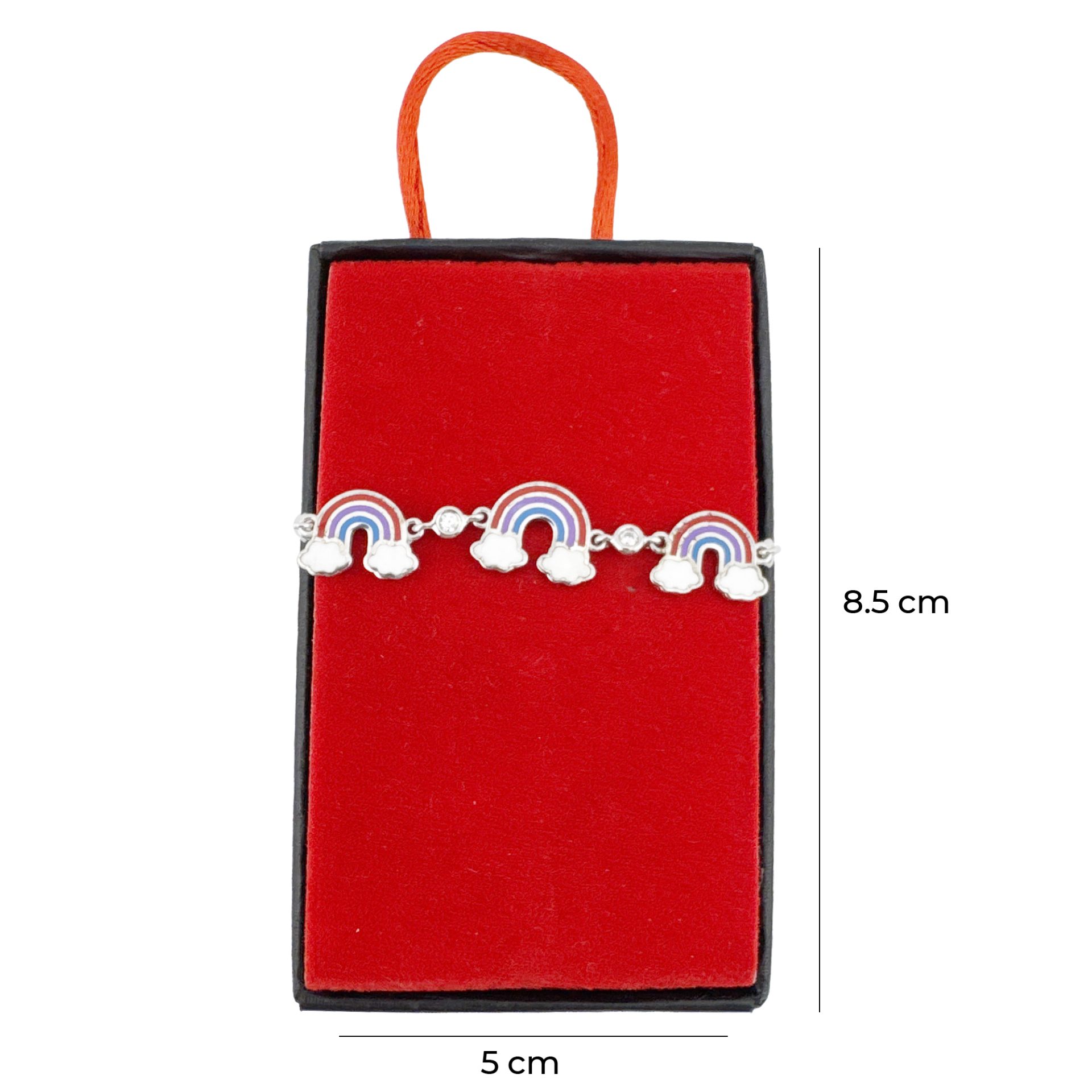 Bratara pentru Dama Copii, Jolie, Argint 925, Model Curcubeu Multicolor, cu Email si Zirconiu, Argintiu