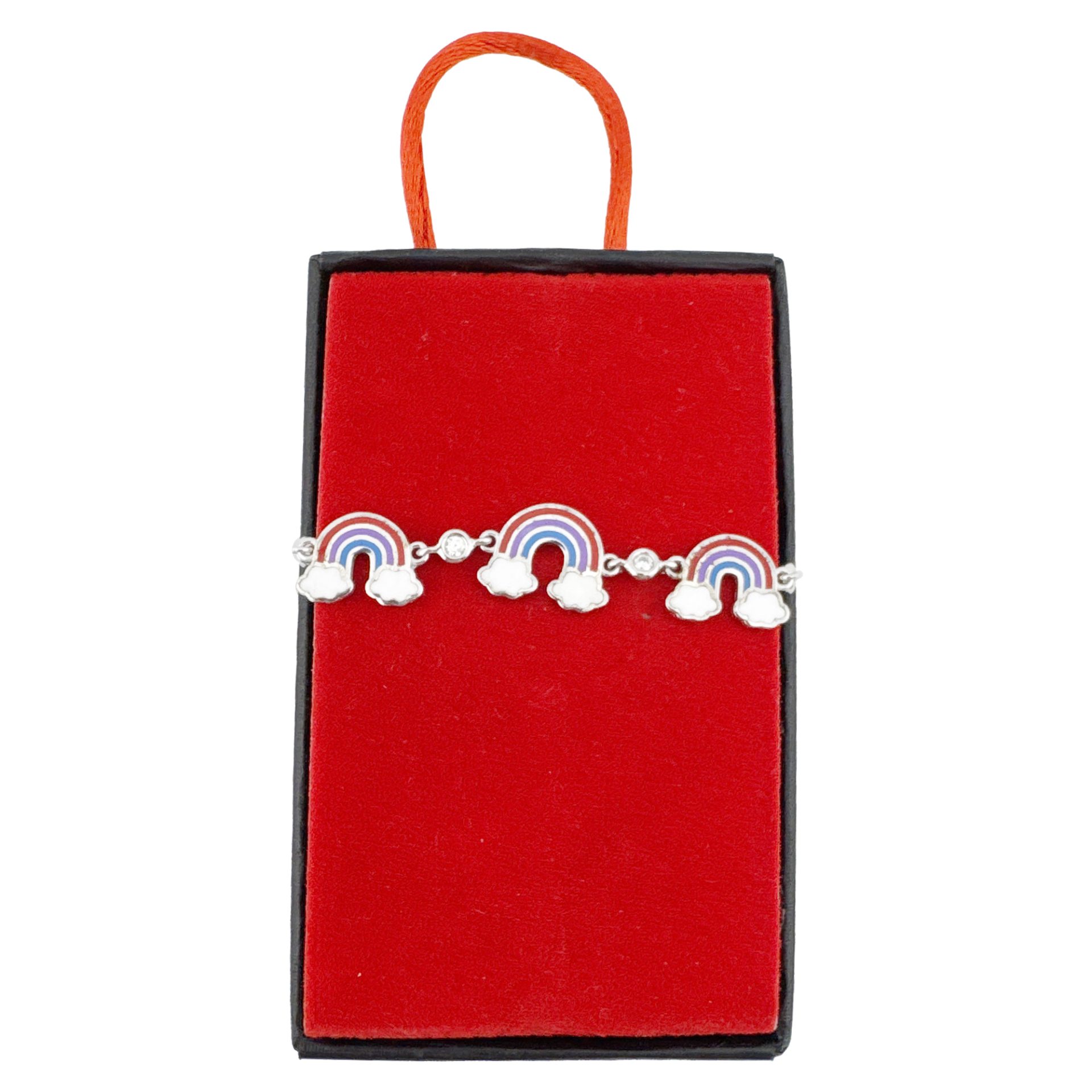 Bratara pentru Dama Copii, Jolie, Argint 925, Model Curcubeu Multicolor, cu Email si Zirconiu, Argintiu