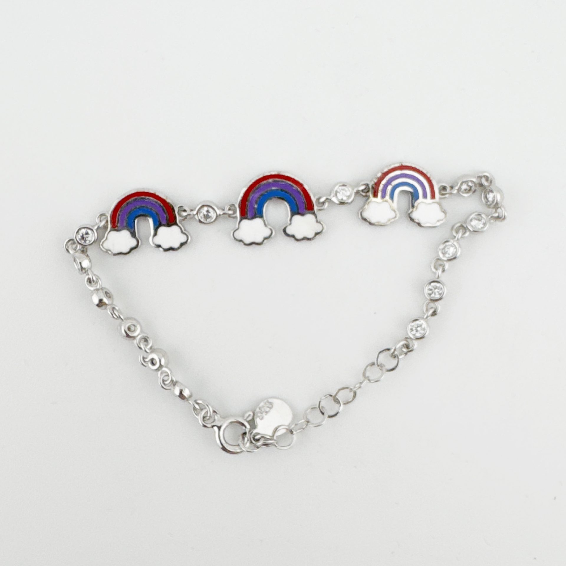 Bratara pentru Dama Copii, Jolie, Argint 925, Model Curcubeu Multicolor, cu Email si Zirconiu, Argintiu