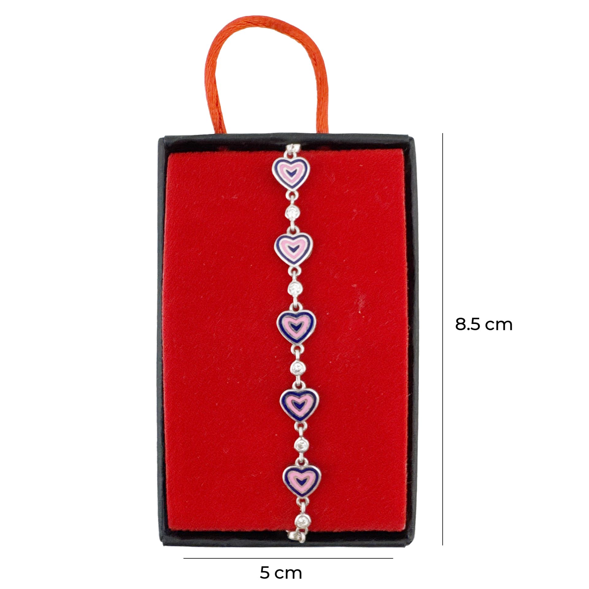 Bratara pentru Copii, Jolie, Argint 925, Model Inima, cu Email si Zirconiu, 22 cm/4.4g Argintiu/Mov