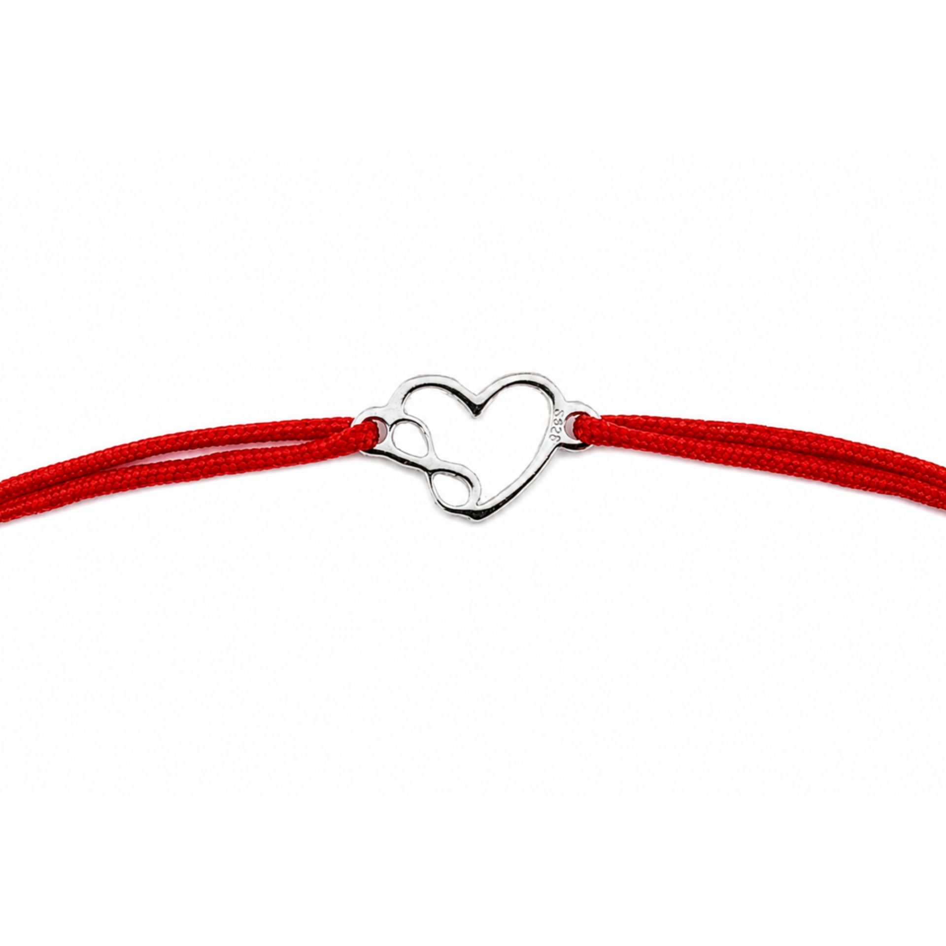 Martisor bratara argint 925 inima cu infinit snur rosu