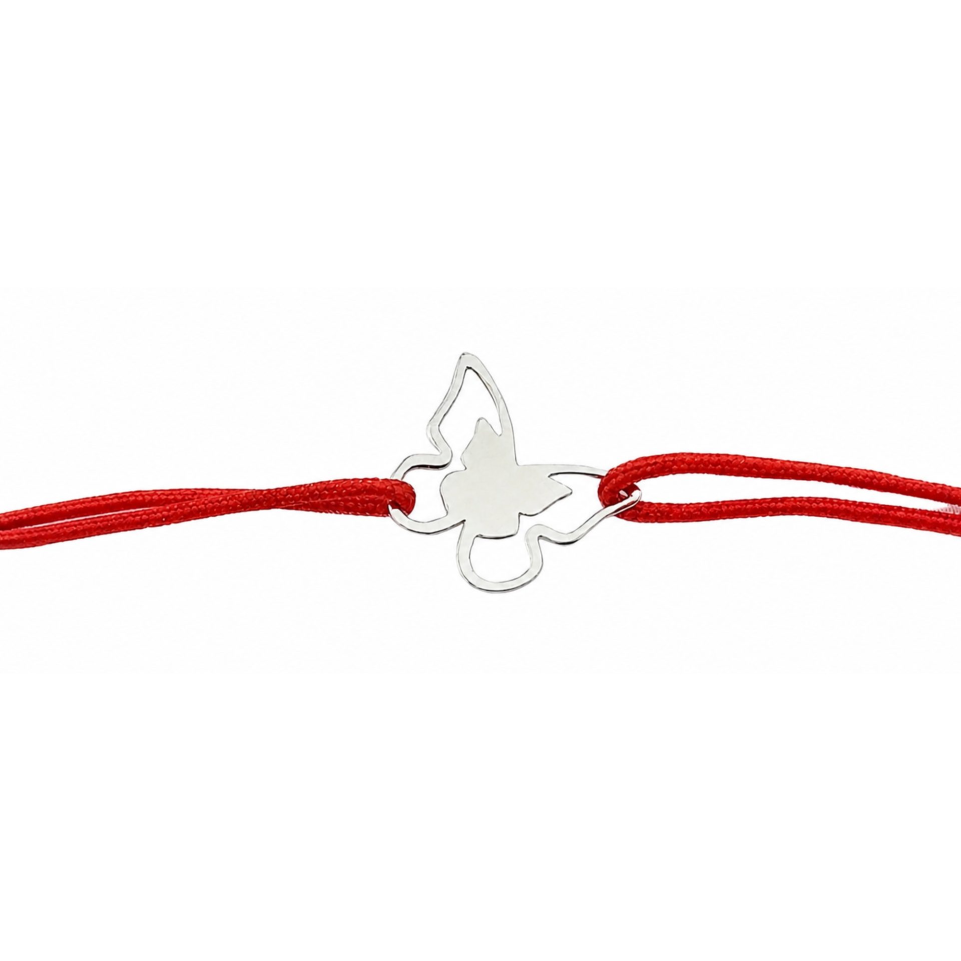 Martisor bratara argint 925 model 2 fluturi cu snur rosu