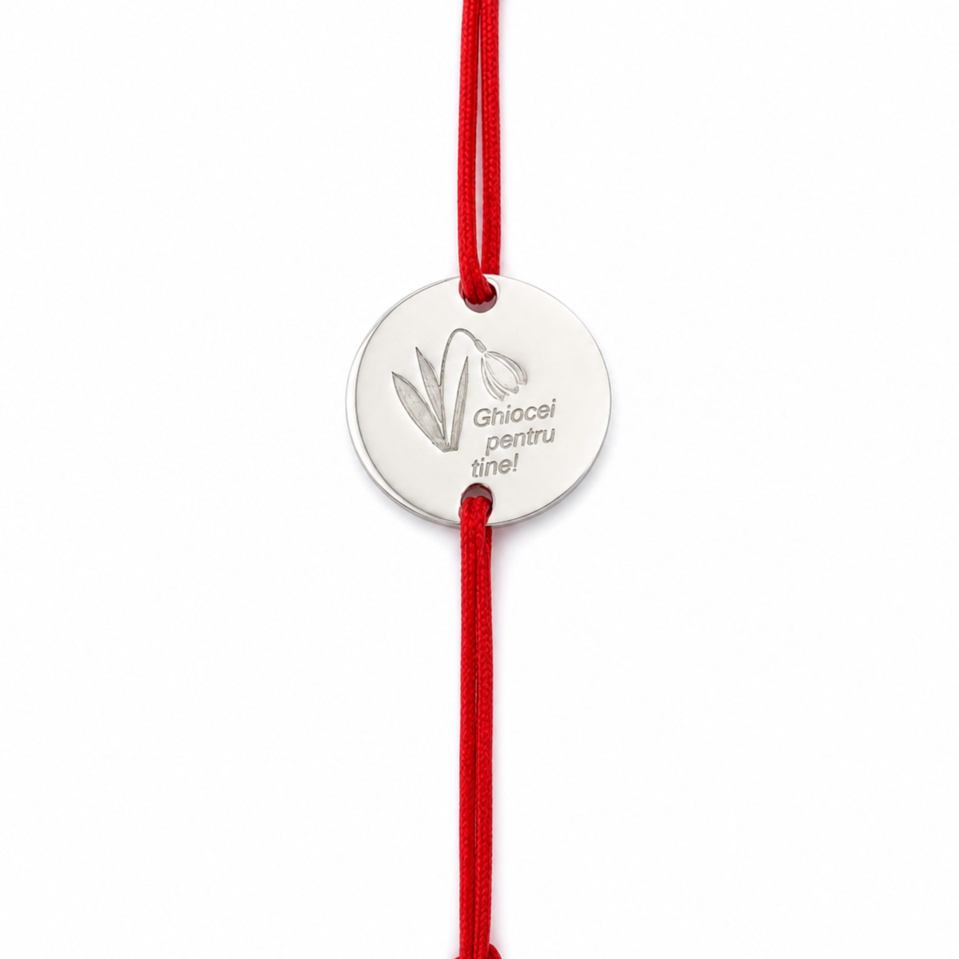 Brățară argint 925 Martisor ghiocel snur roșu