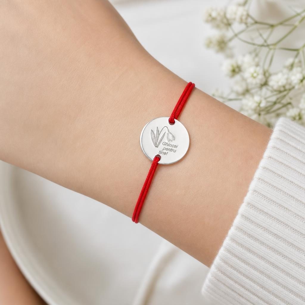 Detaliu brățară martisor argint design ghiocel