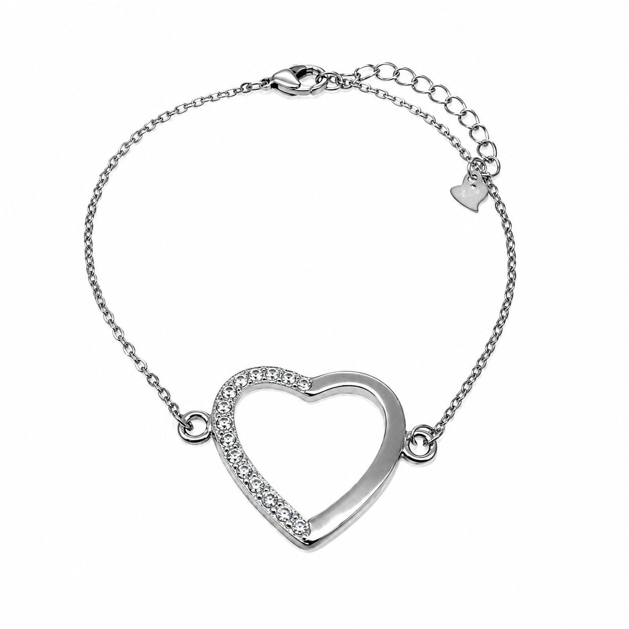 Bratara Dama din Argint 925, Jolie Silver, Model Inima cu Pietre Semipavate, Design Elegant si Delicat, Potrivita pentru Purtare Zilnica, Argintiu