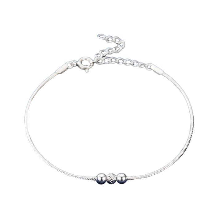 Bratara din Argint 925, pentru Dama, Jolie Silver, Model 3 Bile, 1.1 g, Lungime Reglabila, Argintiu