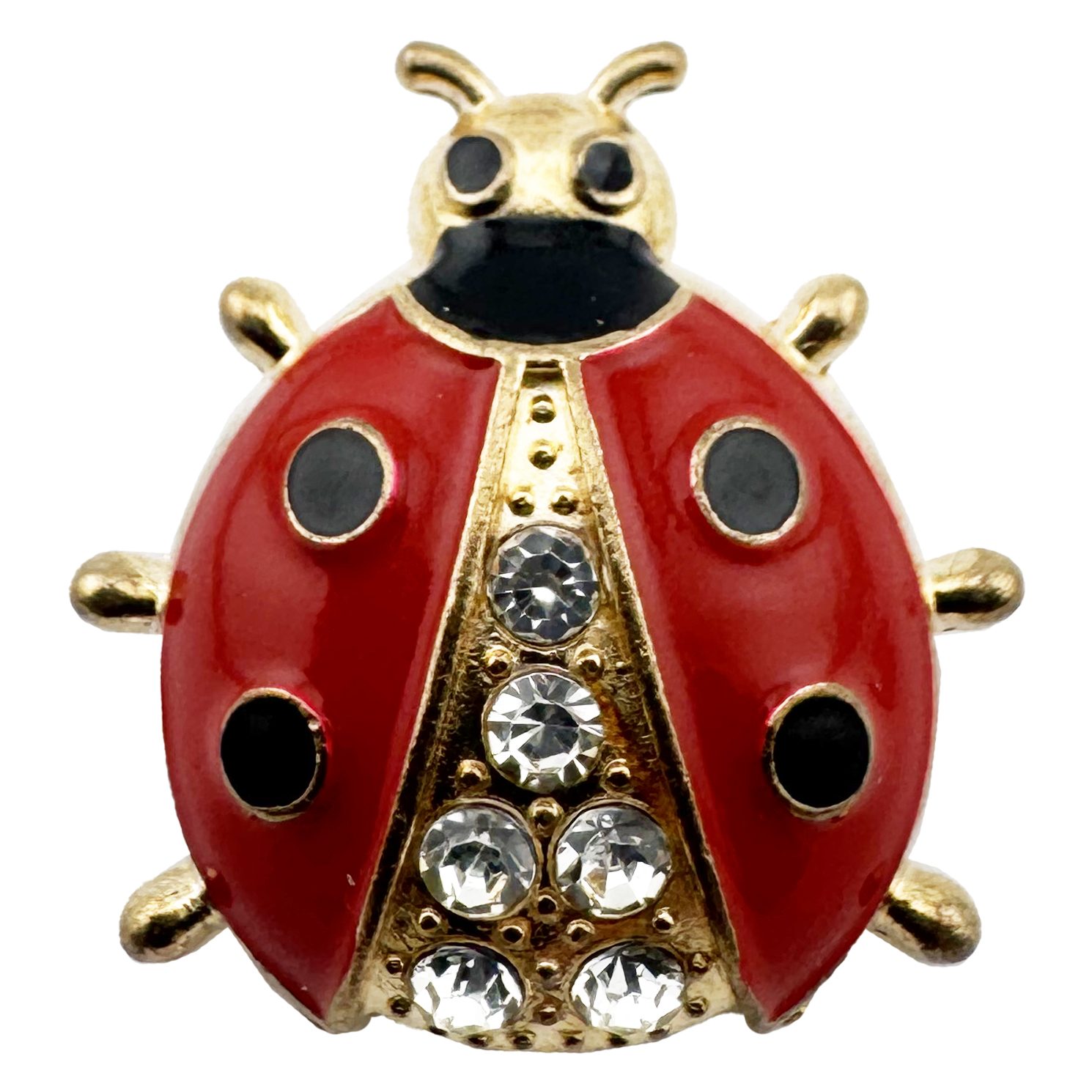 Set 100 Brose cu Pietre, Flippy, Model Buburuza cu Pietre, 2 x 2.5 cm per unitate, Auriu/Rosu