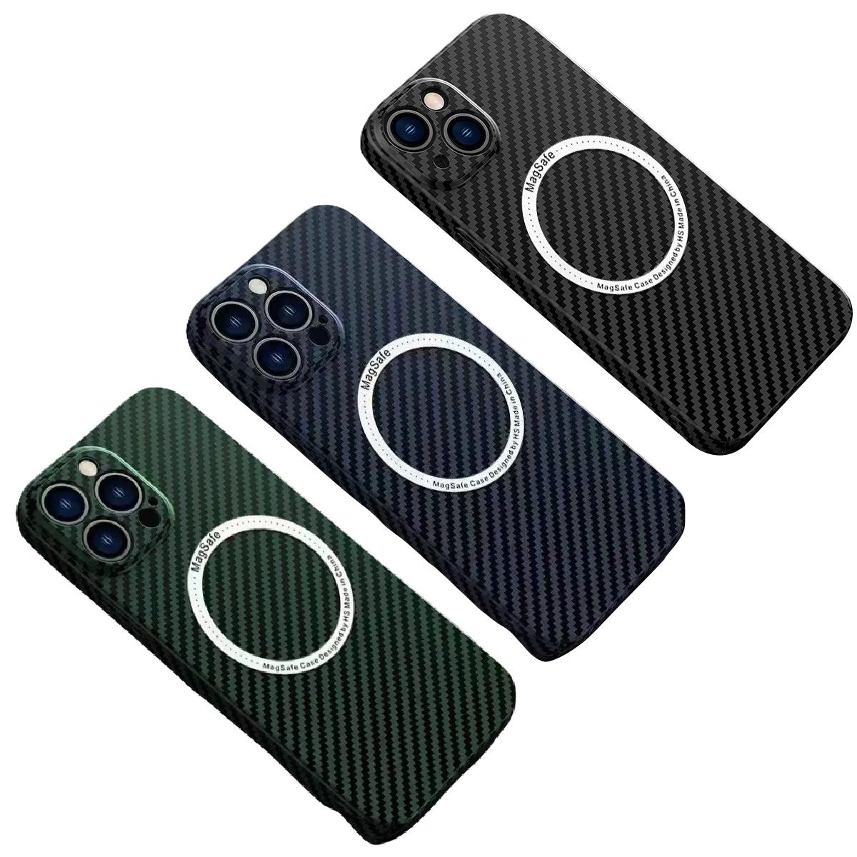 Husa de protectie pentru Apple, TOPinStock, Magnetica, MagSafe, Carbon Fiber Protectie Antisoc - Imagine
